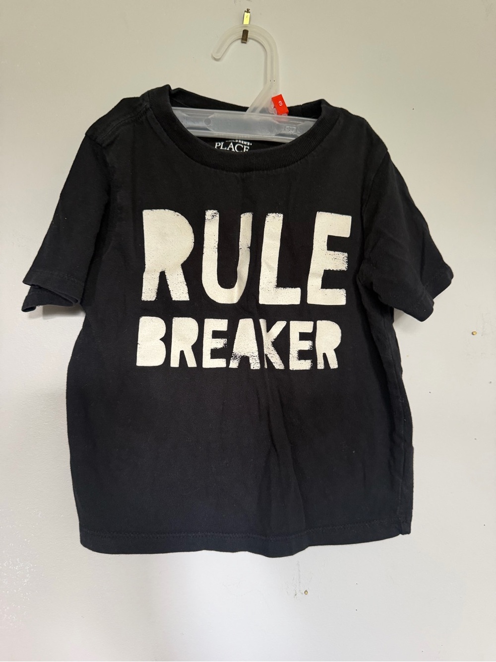 The Children's Place Black Tee with White "RULE BREAKER" Graphic
